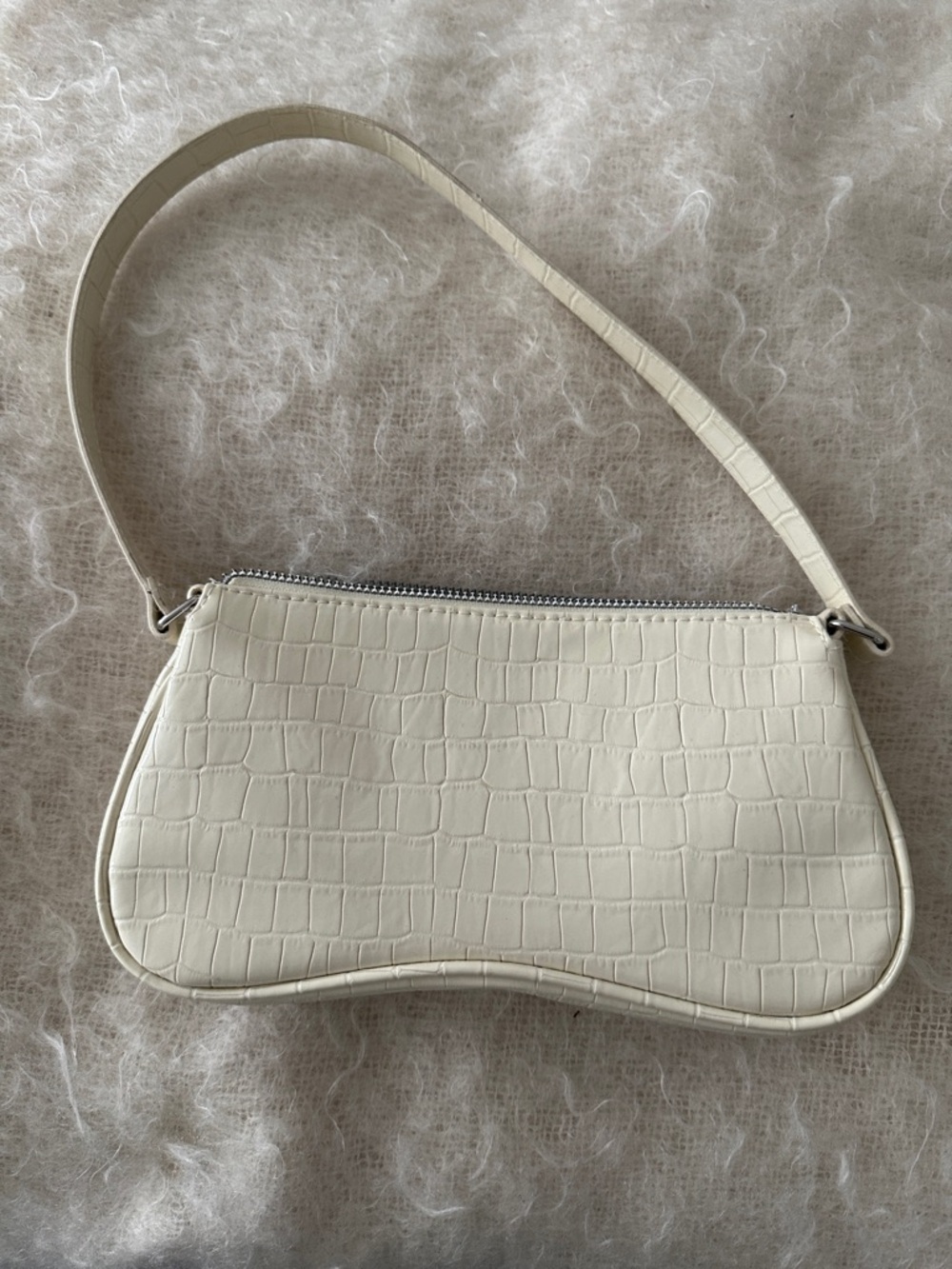 H&M Divided Cream Croc Embossed  Shoulder Bag